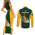 South Africa Rugby Couples Matching Short Sleeve Bodycon Dress and Long Sleeve Button Shirts Springboks Go Champions Protea Pattern - Wonder Print Shop