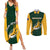 South Africa Rugby Couples Matching Summer Maxi Dress and Long Sleeve Button Shirts Springboks Go Champions Protea Pattern - Wonder Print Shop