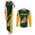 South Africa Rugby Couples Matching Tank Maxi Dress and Long Sleeve Button Shirts Springboks Go Champions Protea Pattern - Wonder Print Shop