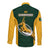 South Africa Rugby Long Sleeve Button Shirt Springboks Go Champions Protea Pattern - Wonder Print Shop