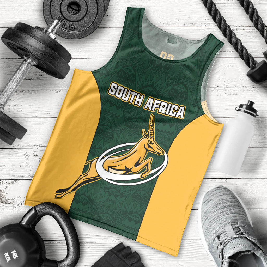 South Africa Rugby Men Tank Top Springboks Go Champions Protea Pattern LT01