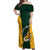 South Africa Rugby Off Shoulder Maxi Dress Springboks Go Champions Protea Pattern - Wonder Print Shop