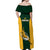 South Africa Rugby Off Shoulder Maxi Dress Springboks Go Champions Protea Pattern - Wonder Print Shop