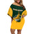 South Africa Rugby Off Shoulder Short Dress Springboks Go Champions Protea Pattern - Wonder Print Shop