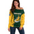 South Africa Rugby Off Shoulder Sweater Springboks Go Champions Protea Pattern - Wonder Print Shop