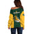 South Africa Rugby Off Shoulder Sweater Springboks Go Champions Protea Pattern - Wonder Print Shop