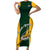 South Africa Rugby Short Sleeve Bodycon Dress Springboks Go Champions Protea Pattern - Wonder Print Shop