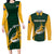 Custom South Africa Rugby Couples Matching Long Sleeve Bodycon Dress and Long Sleeve Button Shirts Springboks Go Champions Protea Pattern - Wonder Print Shop