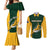 Custom South Africa Rugby Couples Matching Mermaid Dress and Long Sleeve Button Shirts Springboks Go Champions Protea Pattern LT01