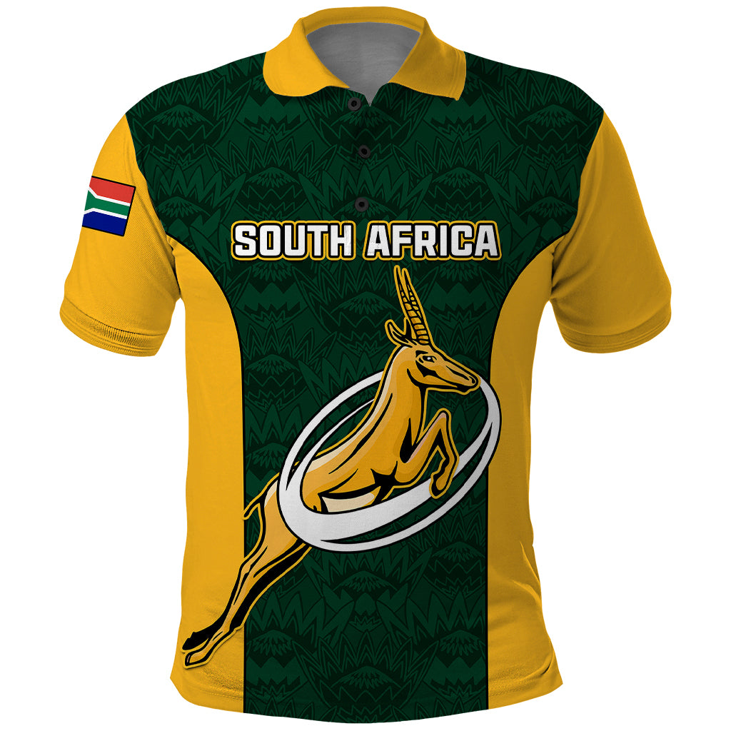 Custom South Africa Rugby Polo Shirt Springboks Go Champions Protea Pattern - Wonder Print Shop