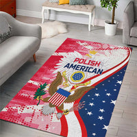 Red, white, and blue eagle patriotic area rug with “Polish American” and stars
