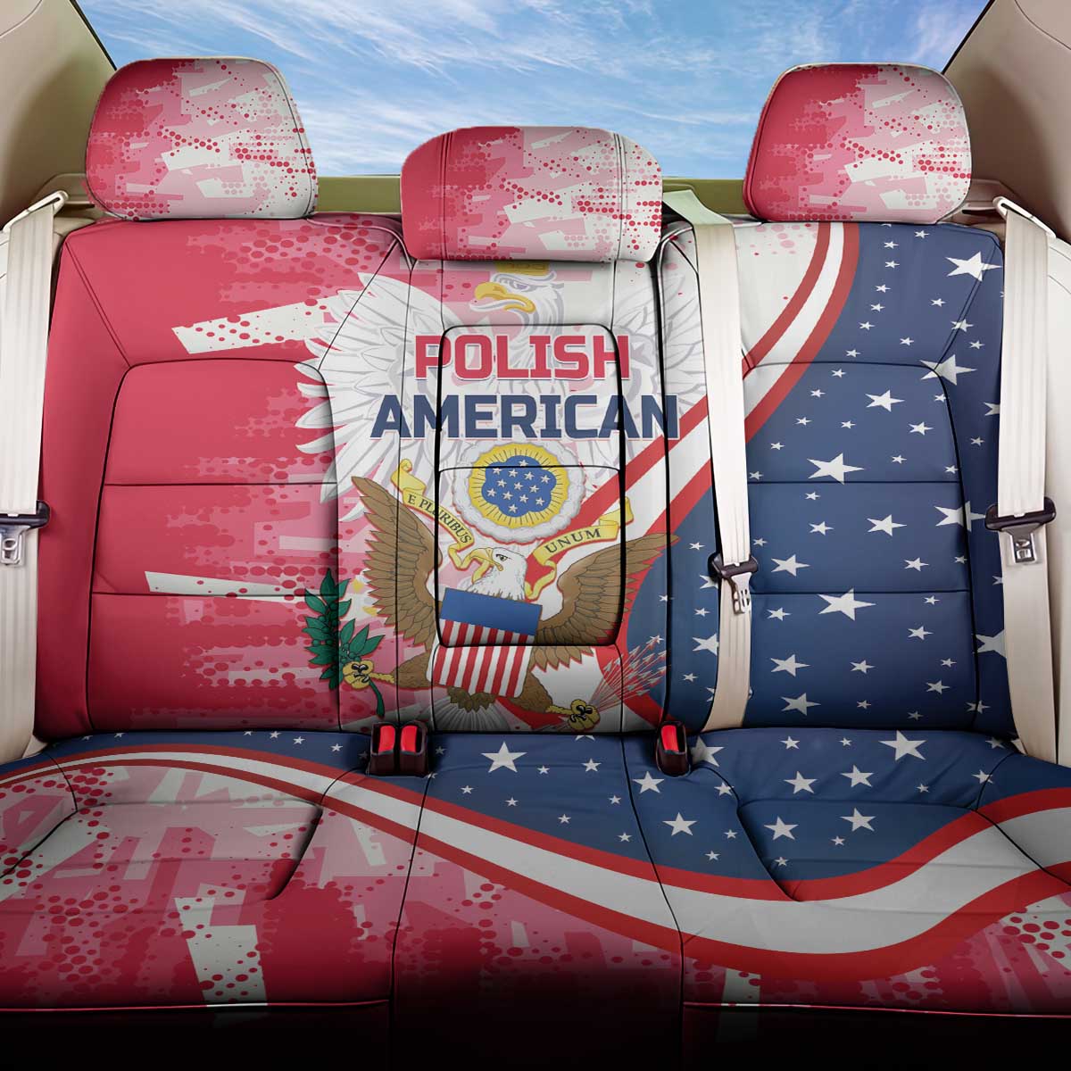 Polish-American Heritage Month Back Car Seat Cover Eagle Curve Style - Wonder Print Shop