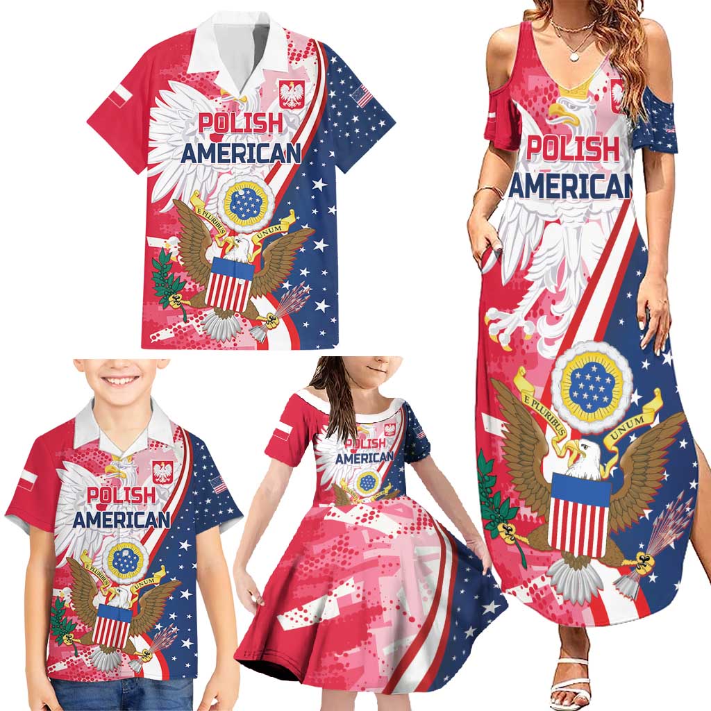 Personalized Polish-American Heritage Month Family Matching Summer Maxi Dress and Hawaiian Shirt Eagle Curve Style - Wonder Print Shop