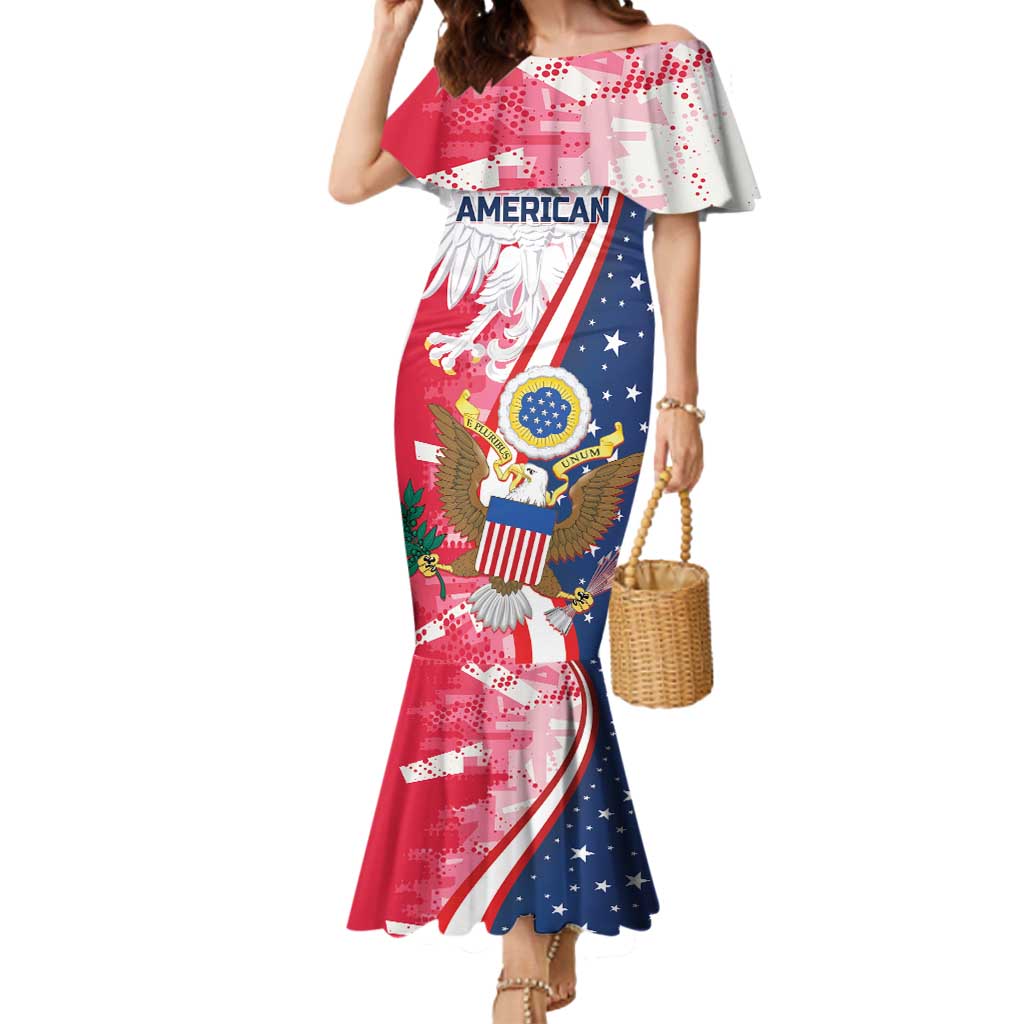 Personalized Polish-American Heritage Month Mermaid Dress Eagle Curve Style - Wonder Print Shop