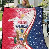 Polish-American heritage quilt, red-and-blue with star field, eagle graphic and “POLISH AMERICAN”