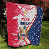 Polish-American heritage quilt, quilted red-and-blue design with stars, eagle graphic, and “POLISH AMERICAN”