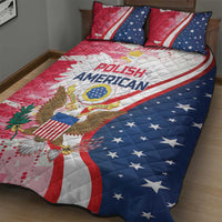 Eagle emblem quilt bed set with red-white curved stripes and navy stars