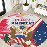 Round eagle and emblem area rug with red-white stripes and blue stars