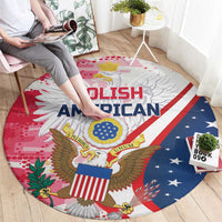 Round eagle and flag area rug with large POLISH AMERICAN lettering