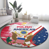 Round eagle flag area rug with red, white, and blue graphic center