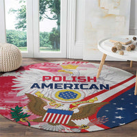 Round eagle and flag area rug with POLISH AMERICAN text and star field