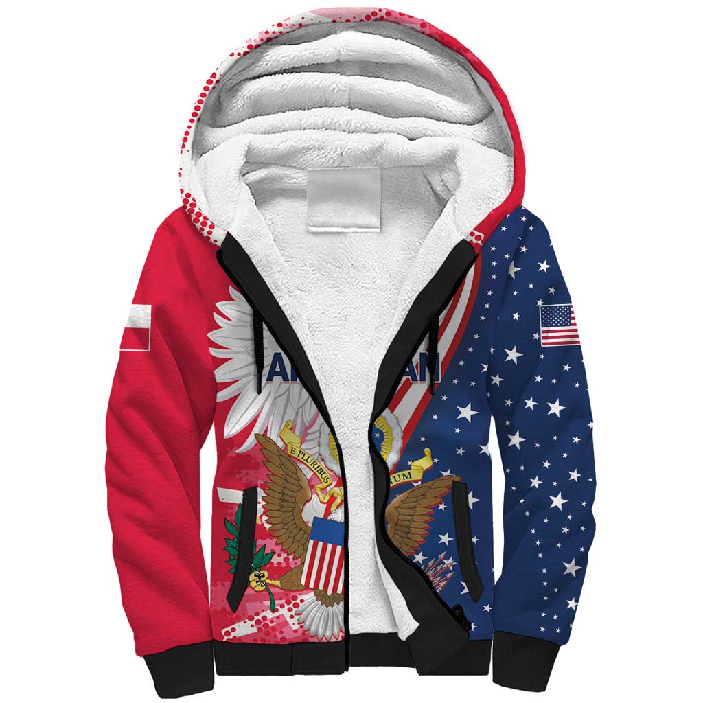 Personalized Polish-American Heritage Month Sherpa Hoodie Eagle Curve Style