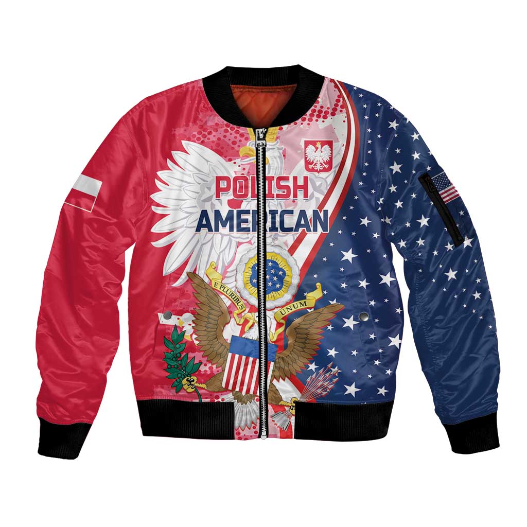 Personalized Polish-American Heritage Month Sleeve Zip Bomber Jacket Eagle Curve Style