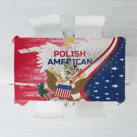 Tablecloth with "POLISH AMERICAN" eagle graphic, red stripes, and blue star field