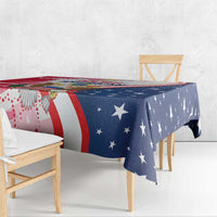 Red, white and blue patriotic tablecloth with eagle graphic and starry border
