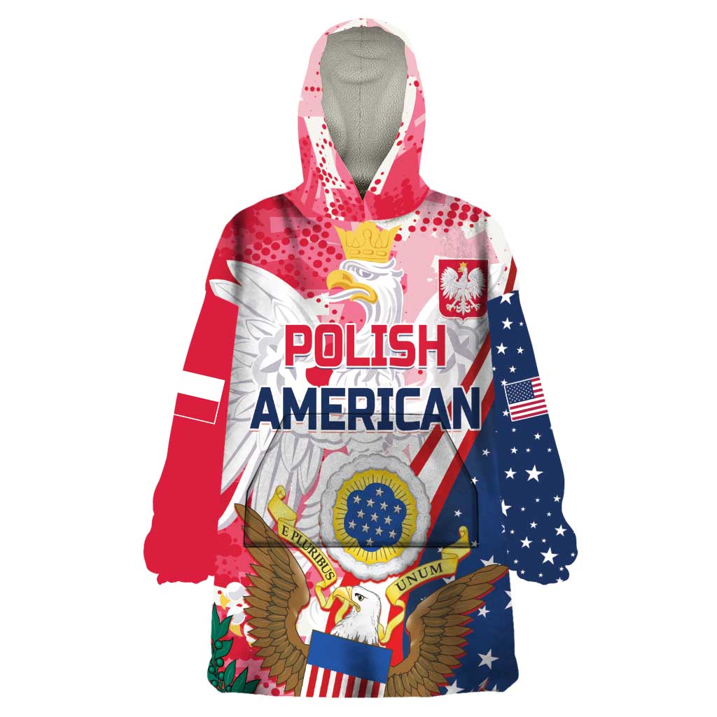 Personalized Polish-American Heritage Month Wearable Blanket Hoodie Eagle Curve Style