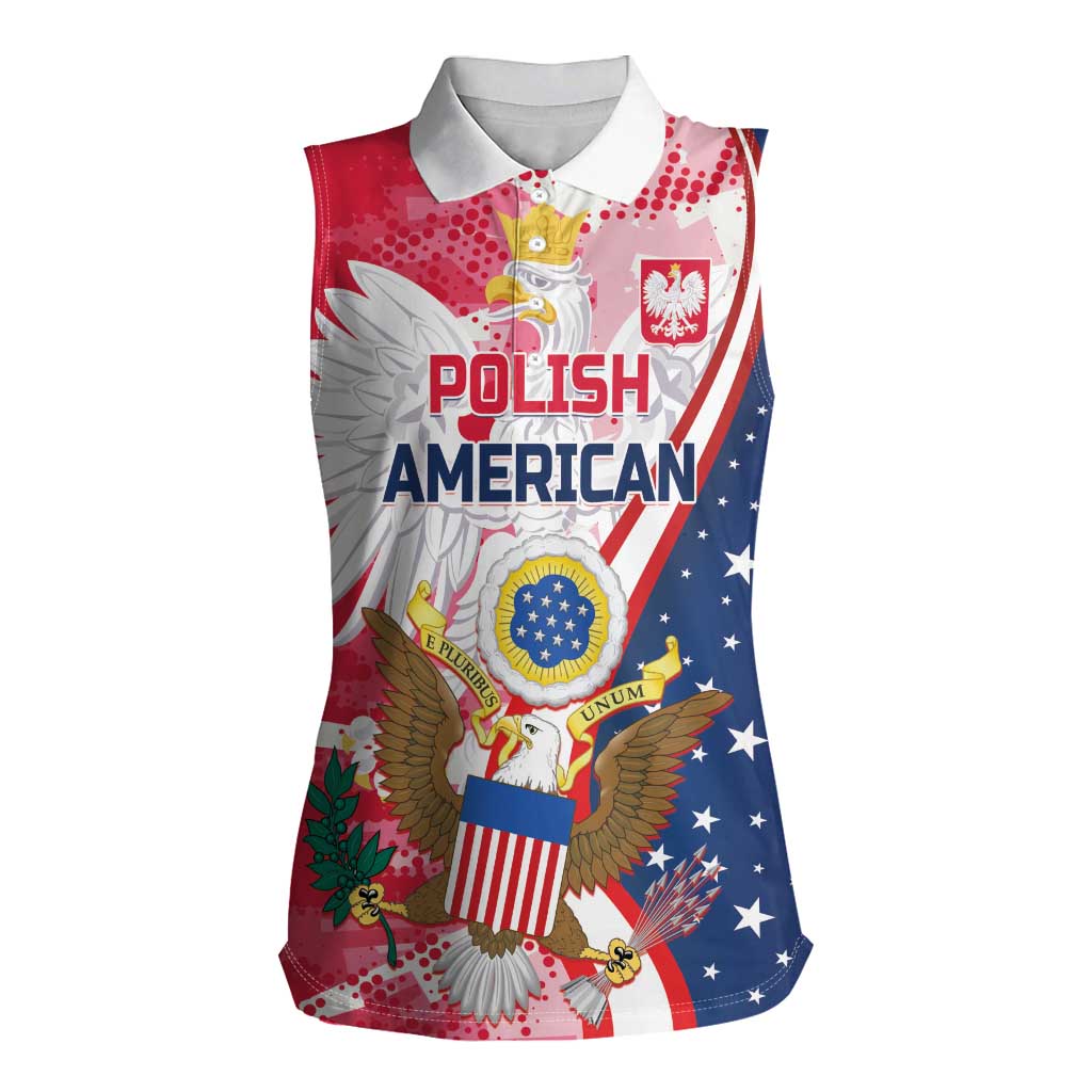 Personalized Polish-American Heritage Month Women Sleeveless Polo Shirt Eagle Curve Style