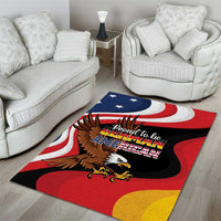 Multicolor patriotic eagle area rug with bold graphic and curved flag stripes