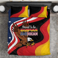 Black bedding set with eagle graphic, German and American flag colors, and two pillowcases