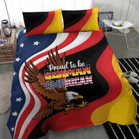 Black duvet with eagle crest and German-American flag wave design, matching pillowcases