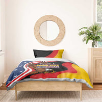 Black bedding set with eagle emblem and German-American flag wave, two matching pillowcases