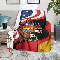 German-American heritage blanket with eagle and Proud to be German American text, flag colors