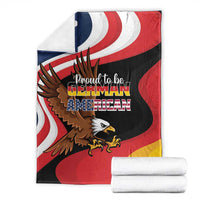 German-American heritage blanket laid flat with eagle and Proud to be German American text, flag colors