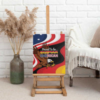 Framed canvas wall art with eagle and “Proud to be German American” design on an easel
