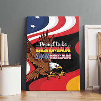 Canvas wall art featuring a brown eagle, “Proud to be German American” text, and flag waves