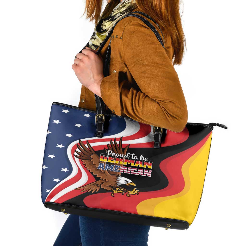 Proud to be German-American Leather Tote Bag Eagle Heritage Month