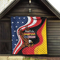 Eagle heritage quilt with American flag wave design, stars, and German-American wording