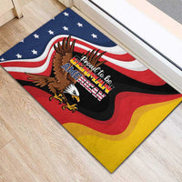 German-American eagle rubber doormat with wavy flag design and centered text