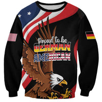 Unisex black sweatshirt with eagle graphic and German-American Pride text, front view