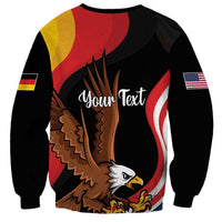 Unisex black sweatshirt with eagle graphic and 'Your Text' design, crewneck