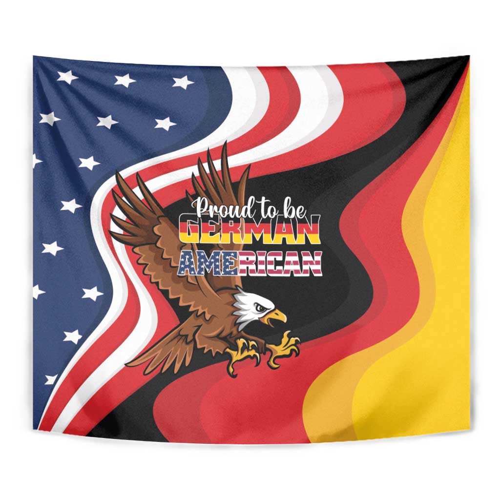 Eagle-themed wall tapestry with German and American flag wave design, multicolor