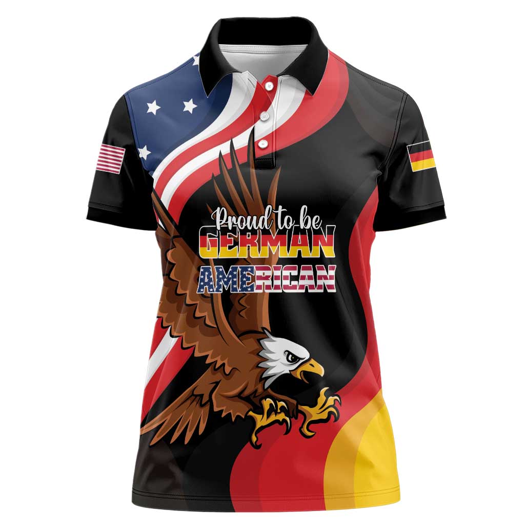 Personalized Proud to be German-American Women Polo Shirt Eagle Heritage Month