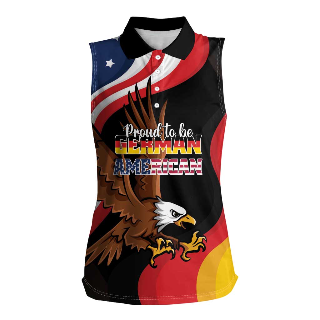 Personalized Proud to be German-American Women Sleeveless Polo Shirt Eagle Heritage Month