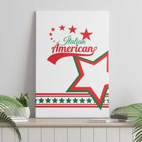 Framed canvas wall art with 'Italian American' and large red star over green striped border