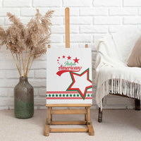Unframed canvas wall art with 'Italian American' lettering and red/green star graphic
