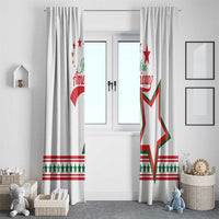 Italian American themed white curtain panels with hanging rod header and star artwork